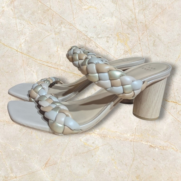 A New Day Women's Tan Braided Block Heels Size 9 1/2 - Picture 3 of 8